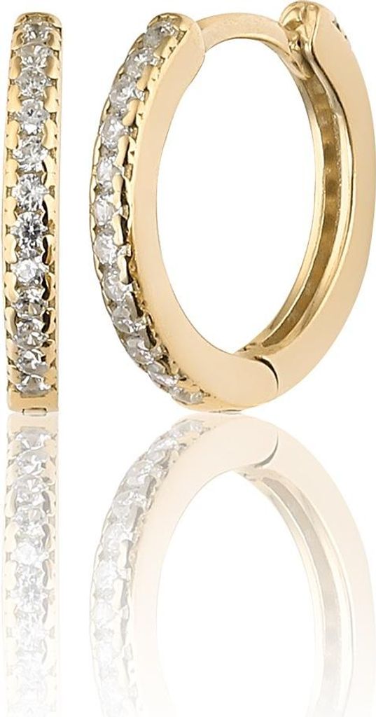 925 Sterling Silber Creolen Damen – 12 mm Zirkonia Ohrringe, Rhodiniert