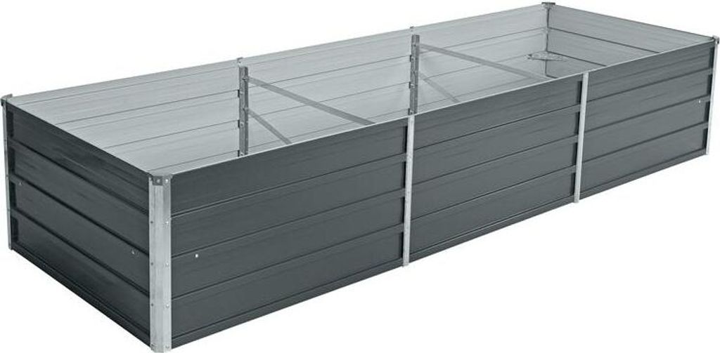 Metall Blumenbeet Hochbeet 240x80x45 cm Grau Pflanzbeet Produktbild 