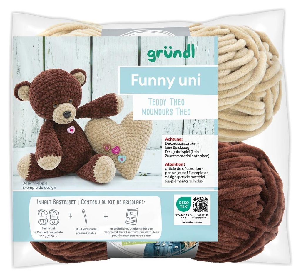 Gründl Funny uni Häkelset,Häkeltier,2 x100g Funny uni Produktbild 