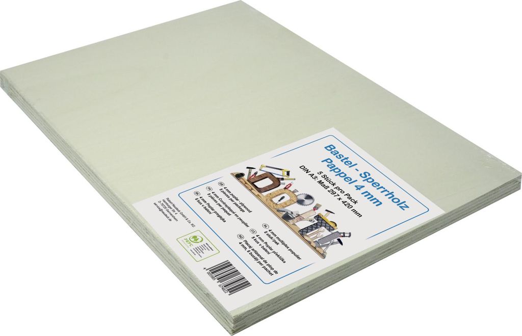Bastelsperrholz Pappel DIN A3 42 x 29,7 cm, 4 mm Produktbild 