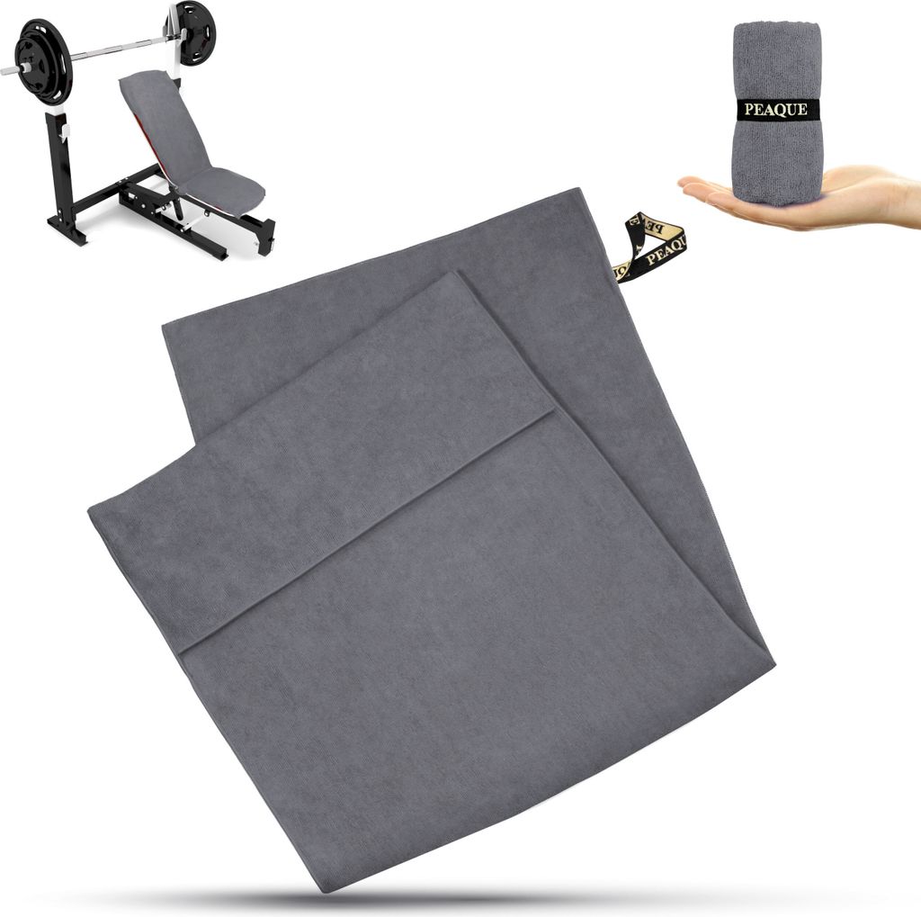 Mikrofaser-Fitnesshandtuch mit Frotteestruktur, Grau, 50x120cm, Sporthandtuch, Handtuch für Gym, Sport, Fitness, schnelltrocknend, saugstark, leicht