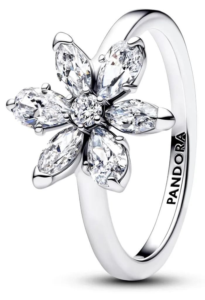 Bague Femme Fleur en Argent et Oxydes de Zirconium Pandora Taille 54
