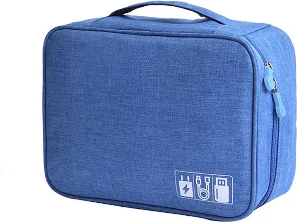 Große Elektronik Tasche, Kabel Organizer Tasche, Kabeltasche in Hellblau