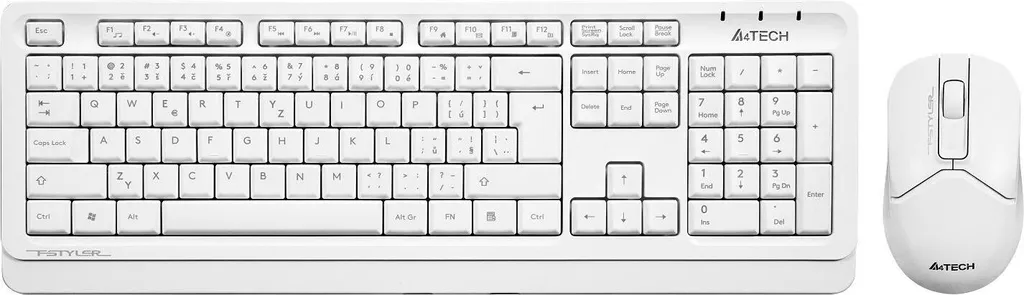 Clavier et Souris Sans Fil Blanc A4tech FG1012 - Idéal Télétravail EN/SK