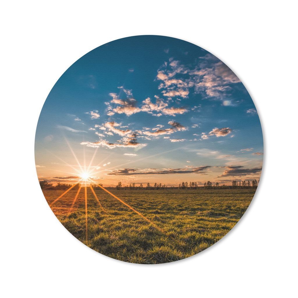 MuchoWow Mauspad Mousepad Sonnenuntergang - Natur - Wolken - Gras 20x20 cm - Mousepads - Maus Mat - Pad - Mausunterlage - Schreibtischmatte