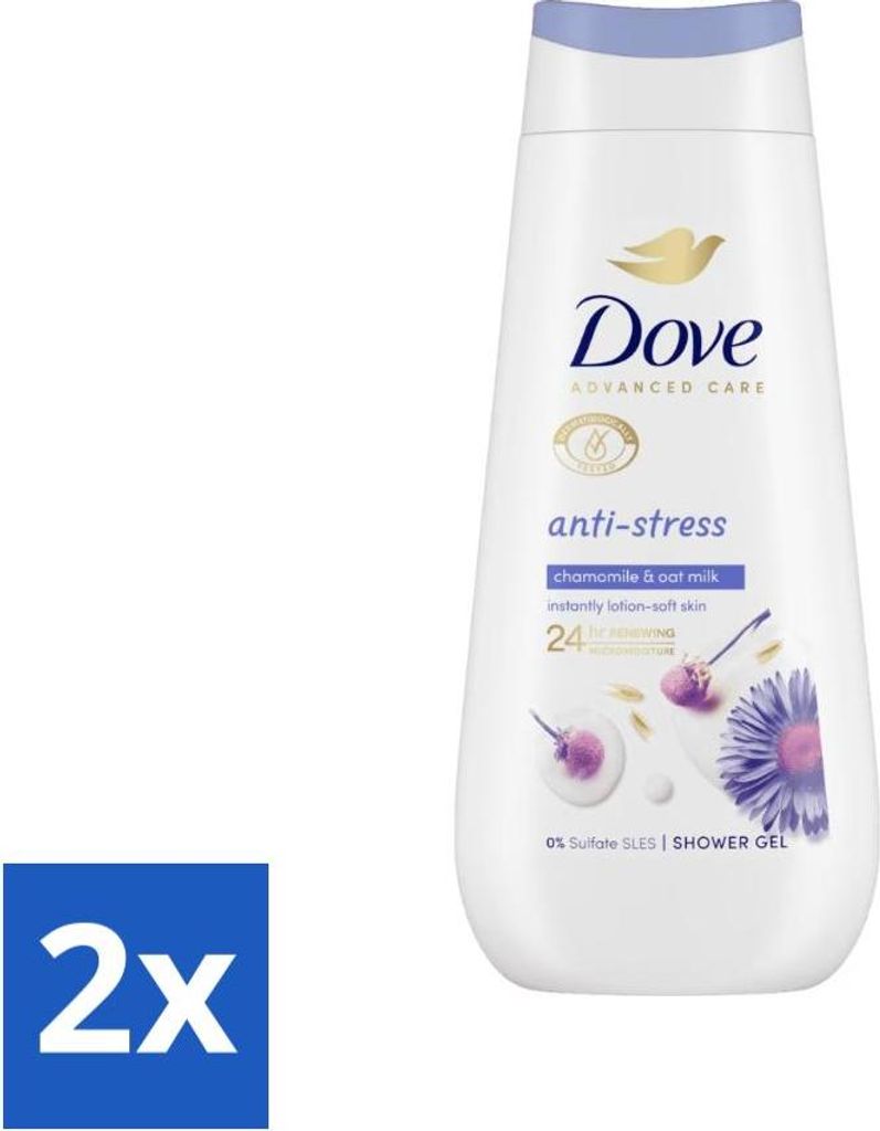 Dove Duschcreme - Anti-Stress - Kamille & Hafermilch - 225 ml - Vorteilspack - 2 Stücke