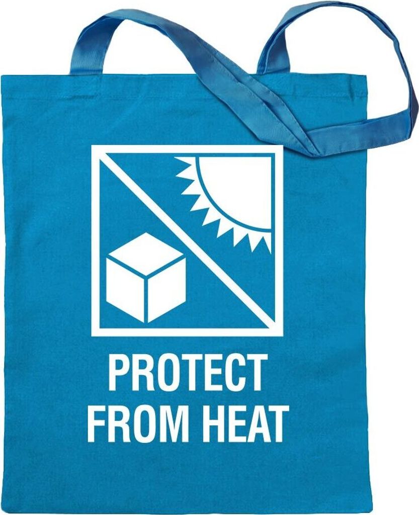 Kiwistar - Baumwolltasche - hellblau - Protect form heat - hitze - Tragetasche Stoffbeutel Umhängetasche langer Henkel
