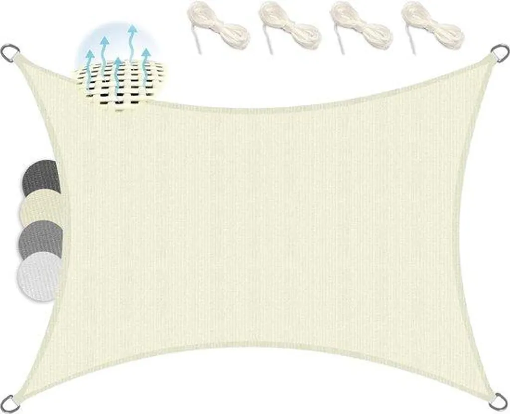 Voile d'ombrage anti-chaleur 2x3m crème : fini l'effet de serre sur terrasse