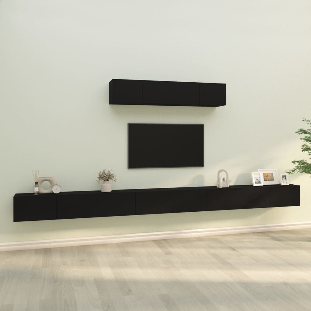 6-tlg. TV-Schrank-Set Schwarz Holzwerkstoff , TV-Schränke Design 2024