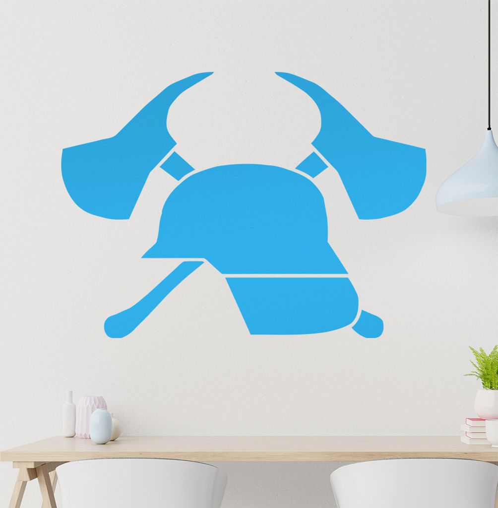 Helm und Äxte Feuerwehr Wandtattoo in 6 Größen - Wandaufkleber Wall Sticker - Dekoration, Küche, Wohnzimmer, Schlafzimmer, Badezimmer