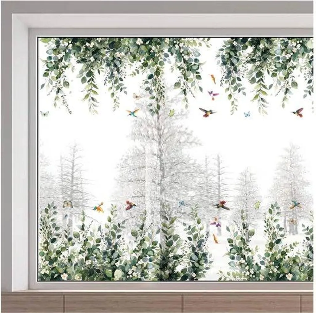 Décoration murale adhésive fleurs et feuilles pour salon 116 x 30 cm