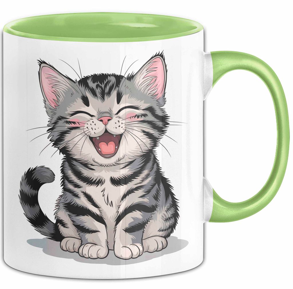 Katzen Tierliebhaber Tasse Geschenk Lustige Geschenkidee Spruch (Grün)