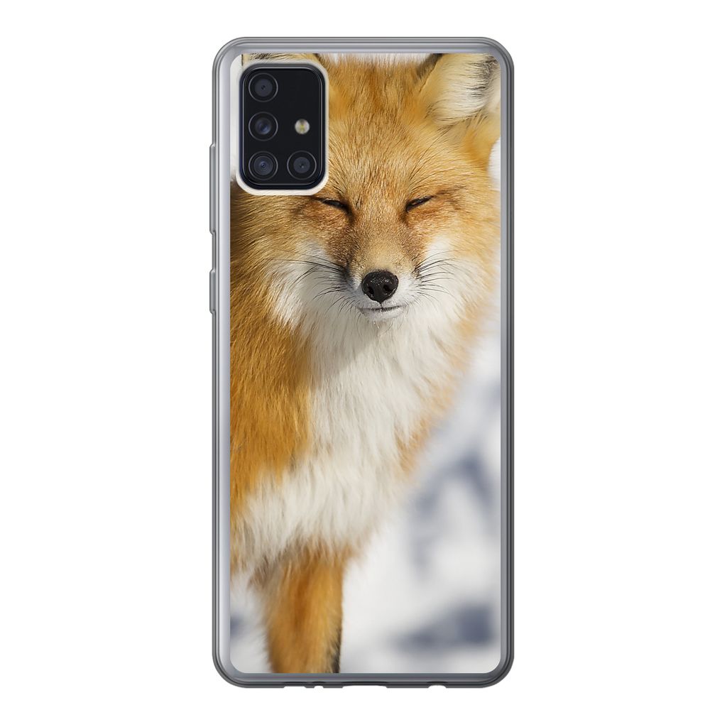 MuchoWow Handyhülle Schutzhülle Hülle für Samsung Galaxy A52 5G Fuchs - Schnee - Rot Silikon Softcase Handy Hülle - Umschlag
