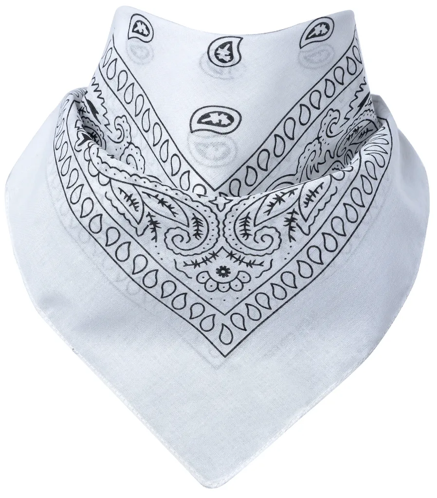 Bandana Bianca Paisley in Cotone: Accessorio Capelli Boho-Chic
