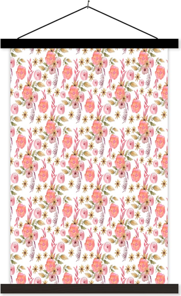 MuchoWow Textilposter Blumen - Blüte - Weiß 120x180 cm mit schwarzem Rahmen - Fotos