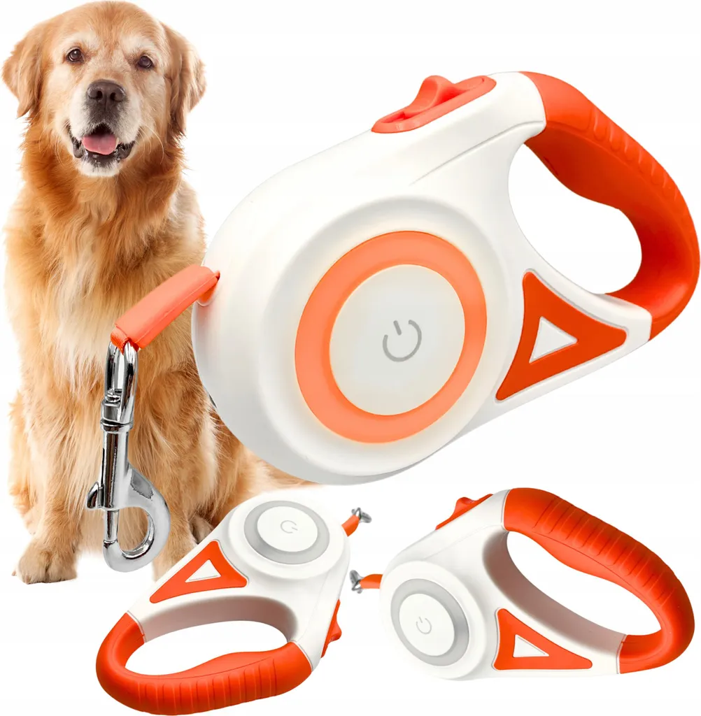 Guinzaglio automatico per cani LED con torcia 5m RGB fissaggio regolabile forte