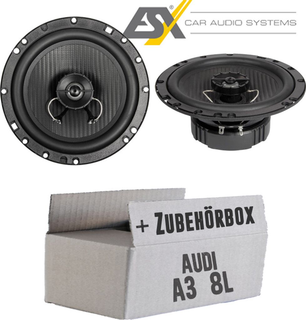 Lautsprecher Boxen ESX HZ62 HORIZON - 16,5cm Koax Auto Einbausatz - Einbauset passend für Audi A3 8L Heck - justSOUND