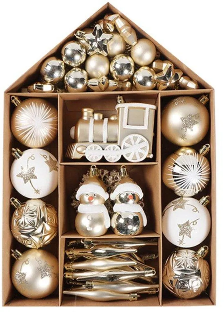 Décoration sapin de Noël lot de 70 boules pour ambiance féerique