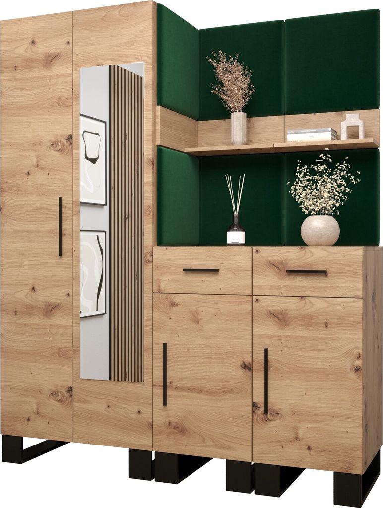 Garderobe ARTIN Set 15 mit gepolsterten Paneelen Industrial Design