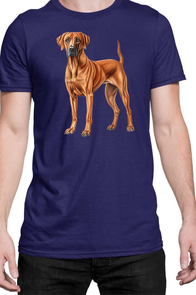 Herren T-Shirt Dogs Breeds Rhodesian Ridgeback Dog Breed 006, Man 3XL / Dunkelblau