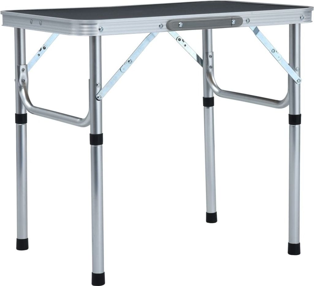 The Living Store Klappbarer Campingtisch Grau Aluminium 60x45 cm