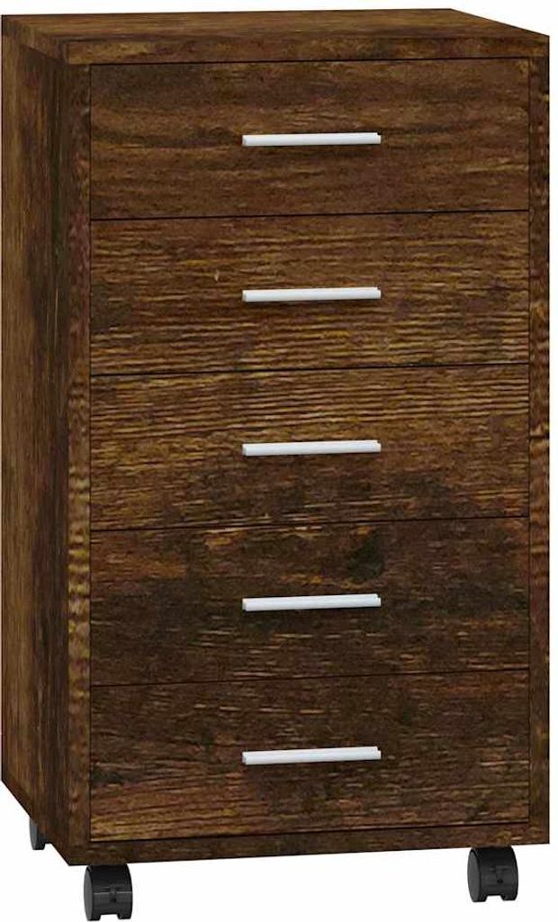 vidaXL Schubladenschrank mit Rollen Räuchereiche Holzwerkstoff