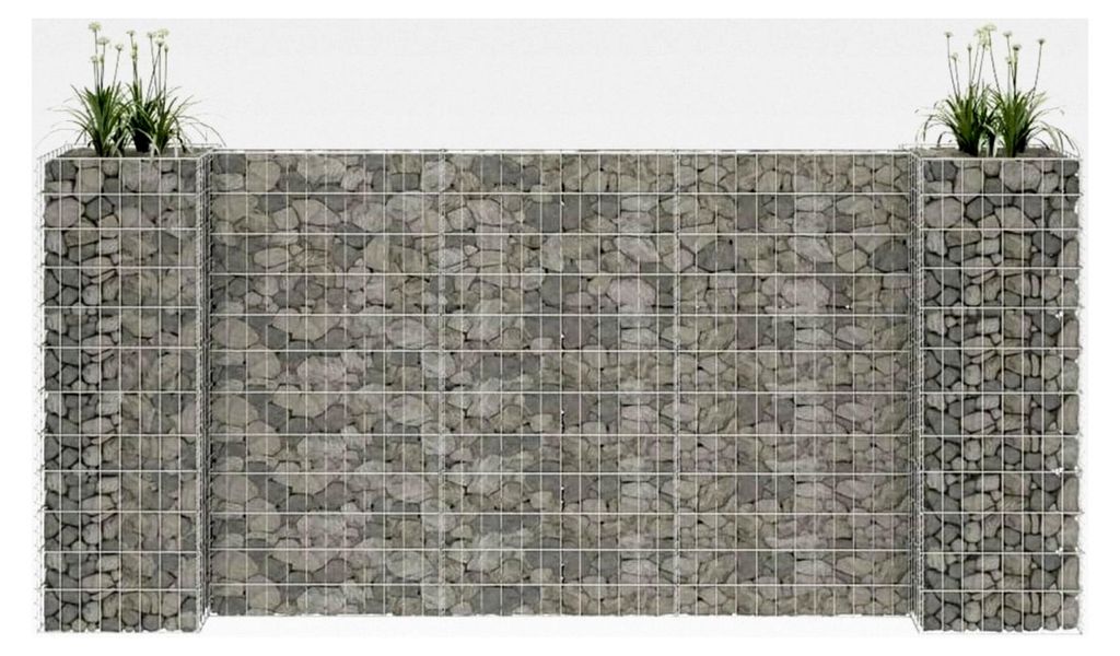 Hochbeet für den Außenbereich, Gabionen-Pflanzgefäß aus Stahldraht, 260 x 40 x 120 cm, Blumenkasten für Sukkulenten im Garten, auf der Terrass...