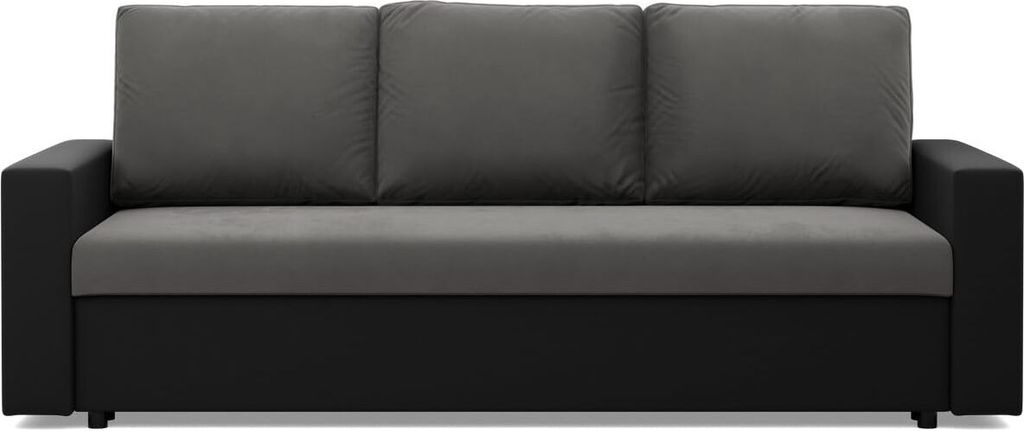 Sofa 3-Sitzer mit Schlaffunktion LUNA, Dunkelgrau + Schwarz