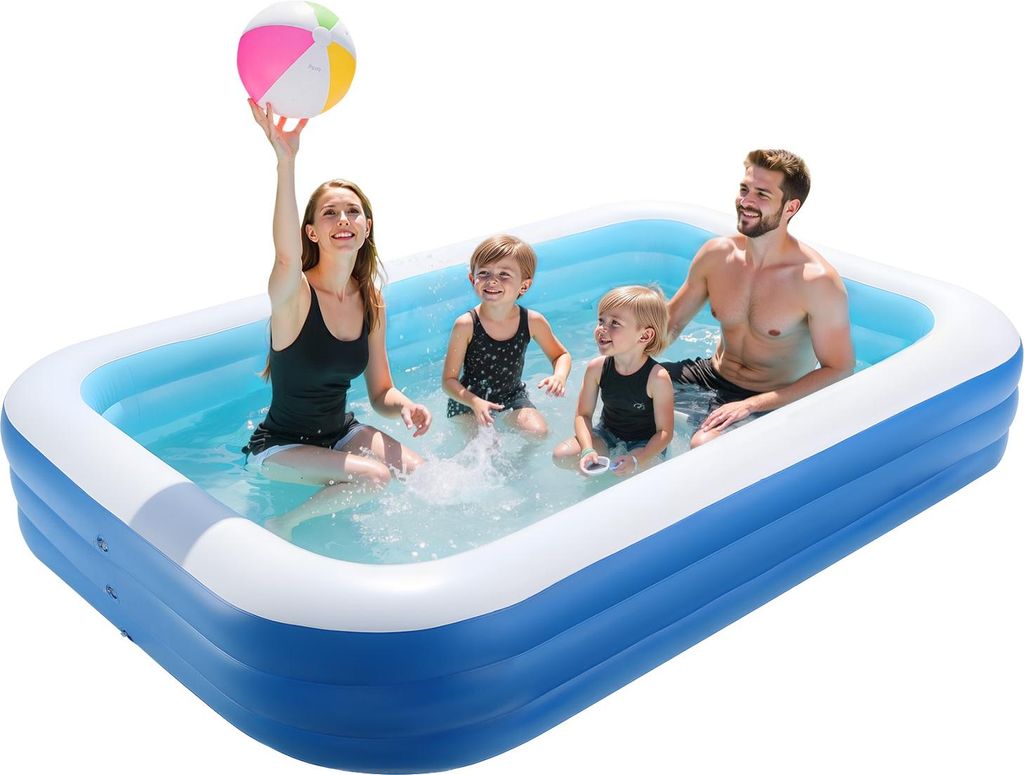 VEVOR Aufblasbarer Pool, 3000 x 1702 x 508 mm, Planschbecken, Schwimmbecken mit Reparaturflicken, Familienpool, Sommer-Wasserparty, Ideal für geme...