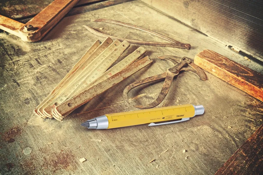 Crayon de menuisier en laiton TROIKA ZIMMERMANN jaune HB