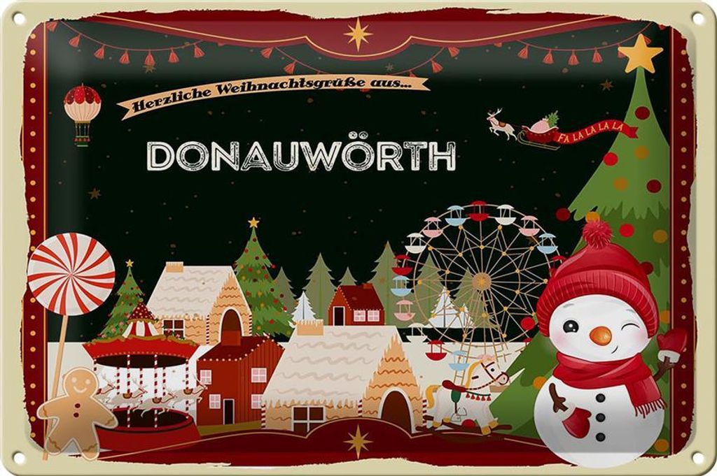 Blechschild Weihnachten Grüße DONAUWÖRTH 30x20cm