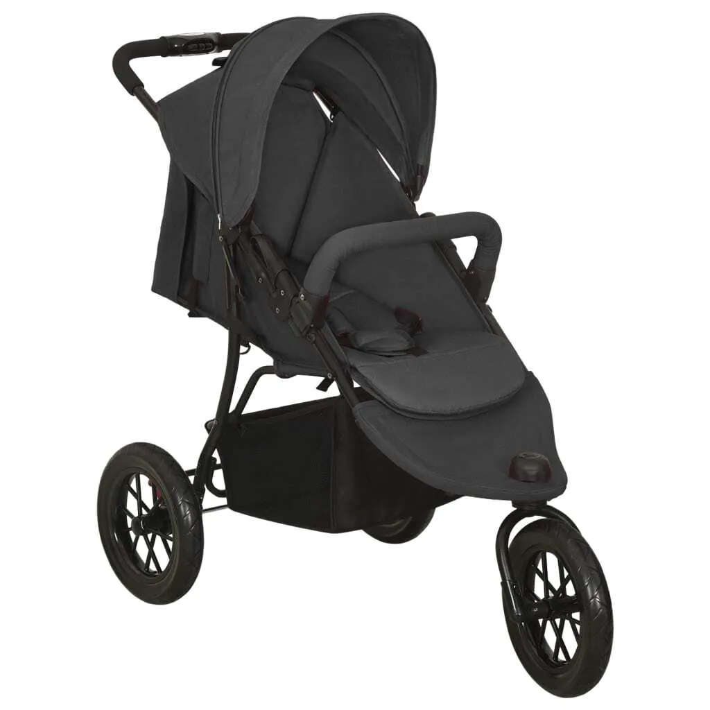 Poussette Canne Anthracite Châssis Acier Compacte et Légère - vidaXL