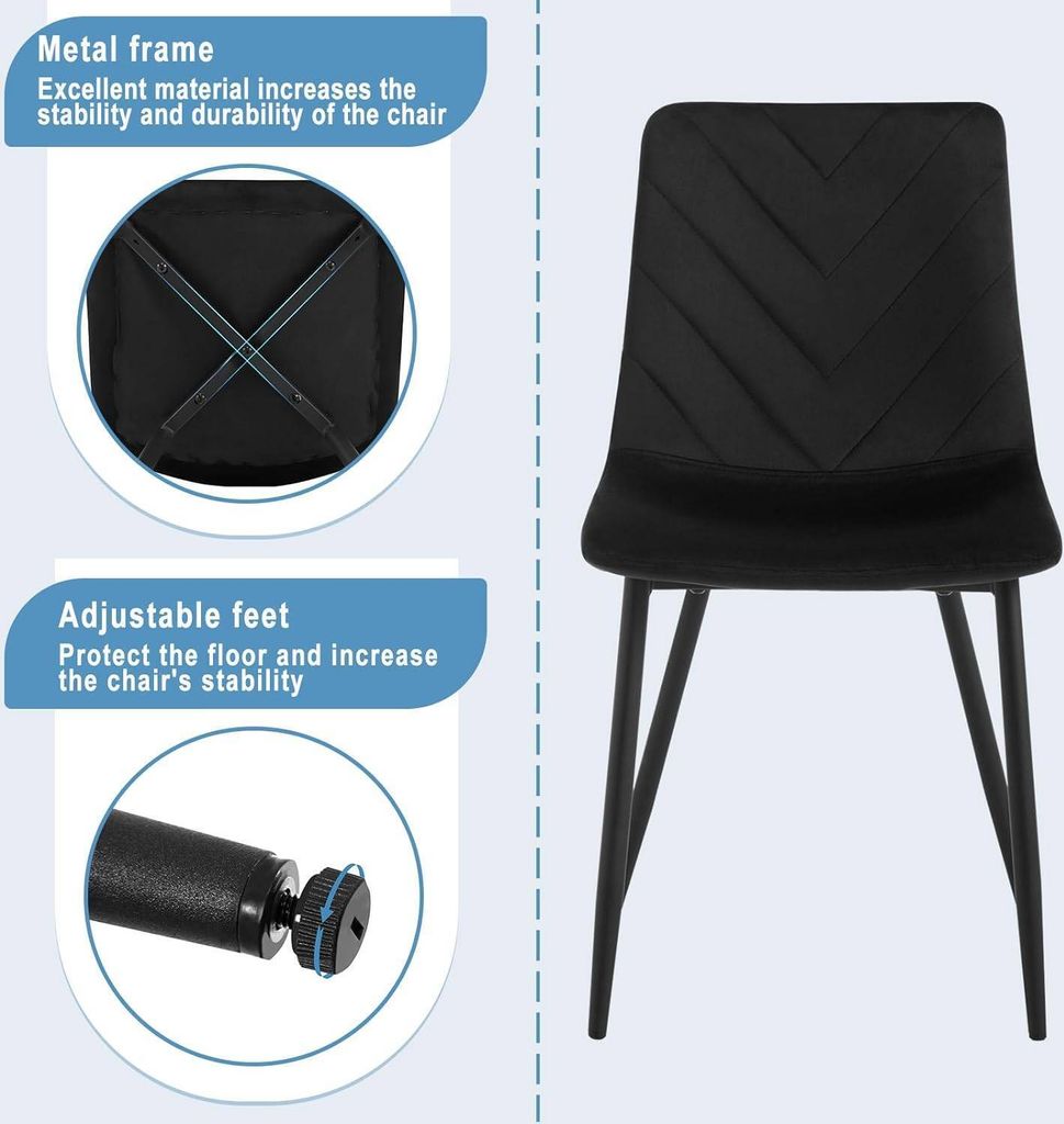 EUGAD Esszimmerstühle 4er Set, Samtstuhl mit Metallbeinen, Produktbild 7