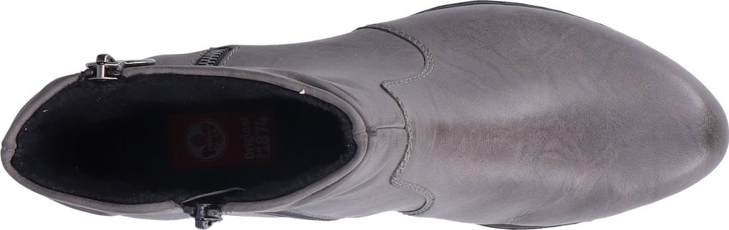 Rieker Damen Stiefelette Reißverschluss Blockabsatz Boot Y0741, Größe:38 EU, Farbe:Grau