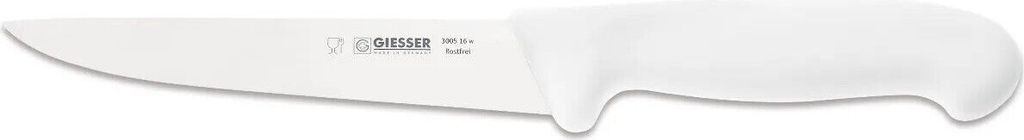 Giesser Messer Stechmesser Schlachtmesser Fleischmesser gerade starke Klinge - 16 cm, Weiß
