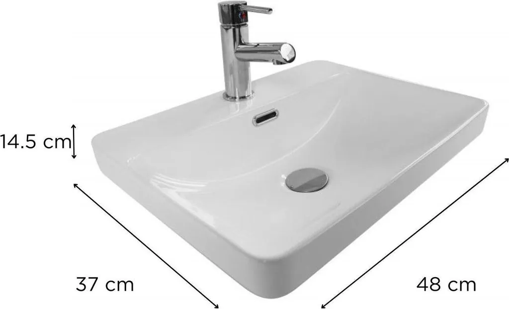 Vasque à encastrer rectangulaire blanche 48x37cm pour meuble de bain - 3