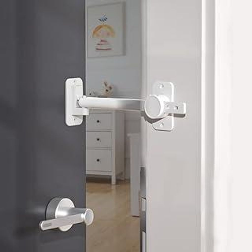 SAFELON Baby-Sicherheitstür Fingerklemmschutz, Türschloss und Türstopper für Kinder und Haustiere, bequemer Katzenzugang(Weiß) (1)
