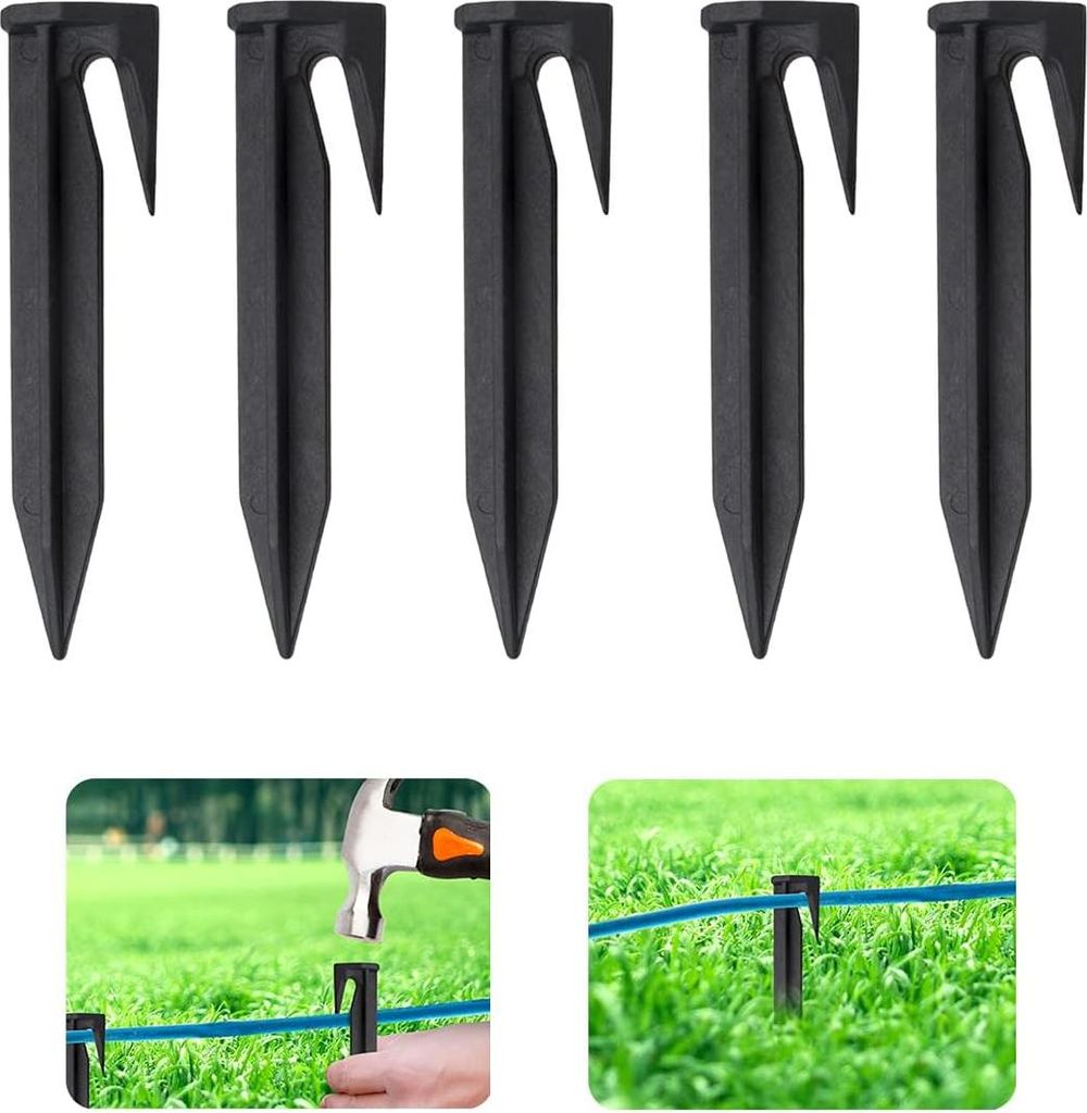 Allecto Premium - 100 Stück Haringen für Begrenzungsdraht Robotmäher - Haken Nägel - Kompatibel mit Husqvarna Gardena Worx - Robomow Yard Force...