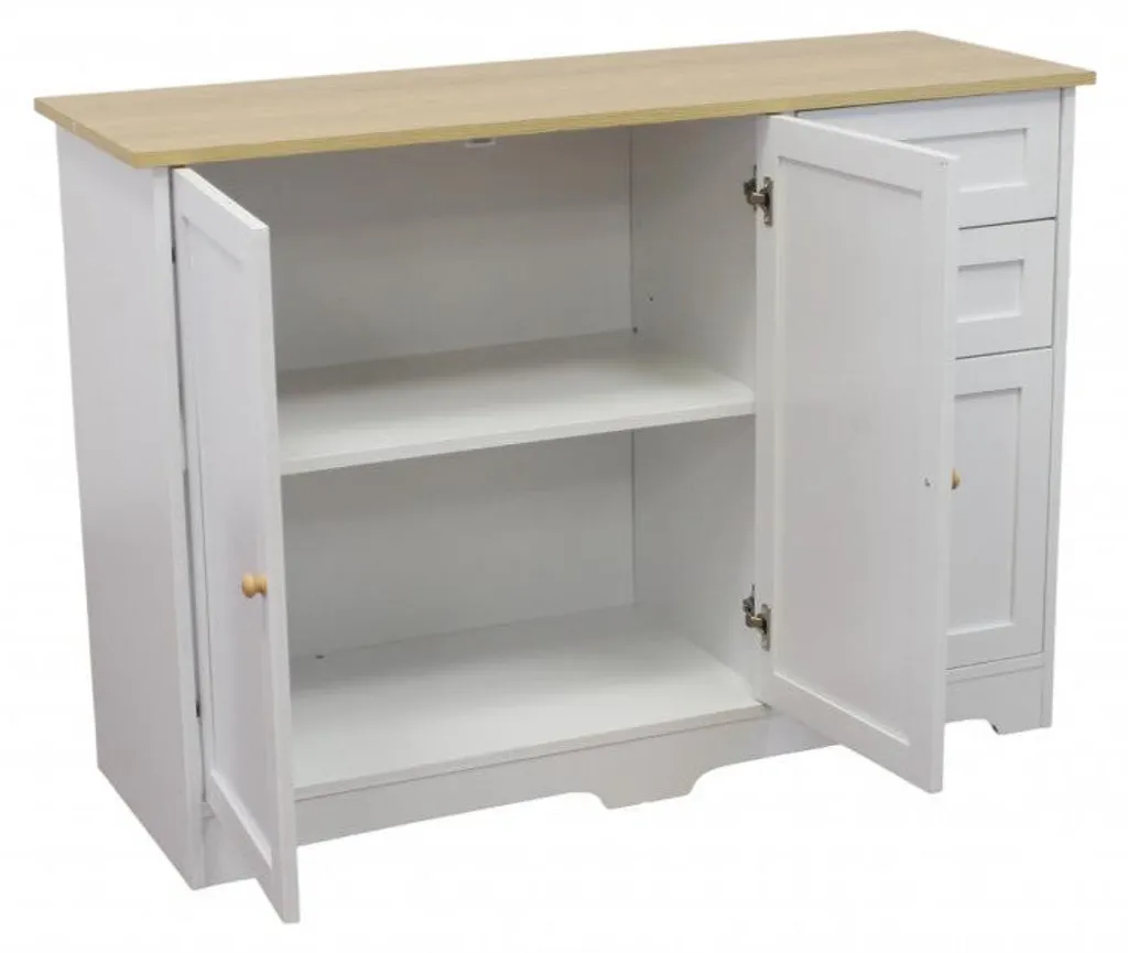 Buffet d'entrée en bois blanc compact à rangements multiples - 3