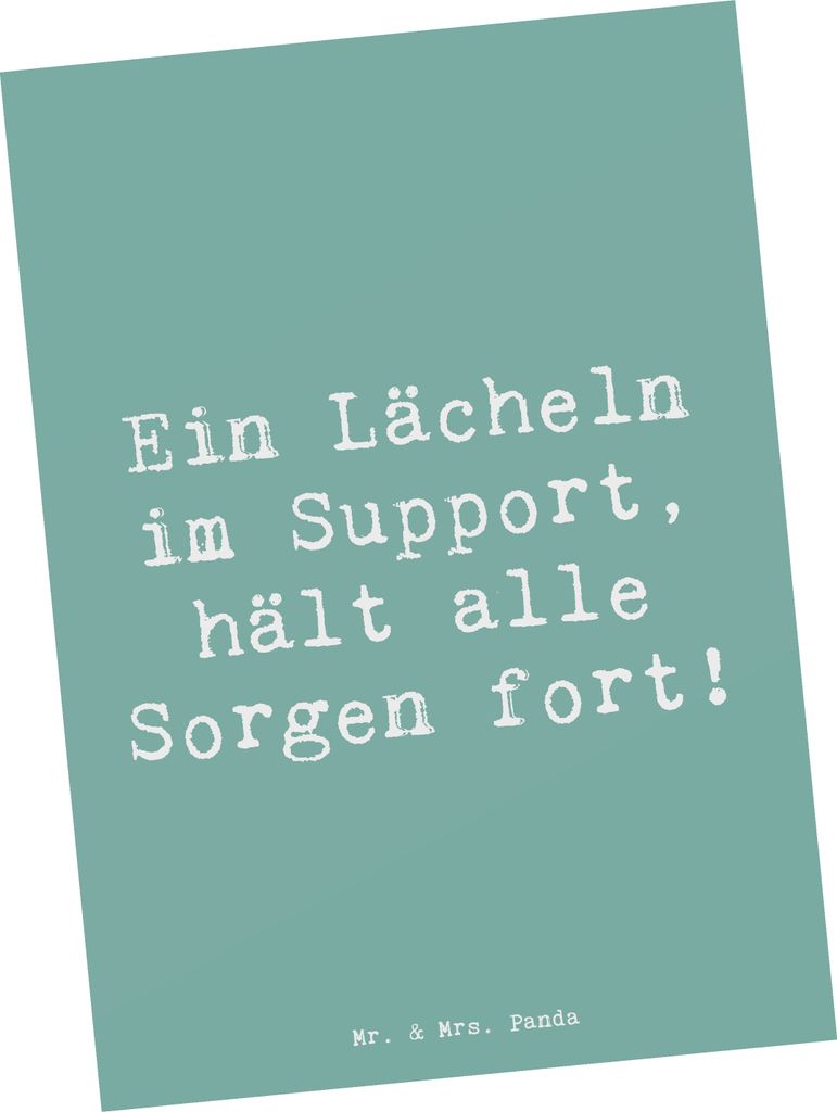 Mr. & Mrs. Panda Postkarte Spruch Kundensupport Lächeln - Meeresbrise - Geschenk, Berufe, Sorgen, Ansichtskarte, Hilfsbereitschaft, Berufsalltag, ...