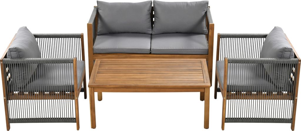 Merax 4-tlg. Gartenlounge-Set, Gartengarnitur aus Holz und Produktbild 10