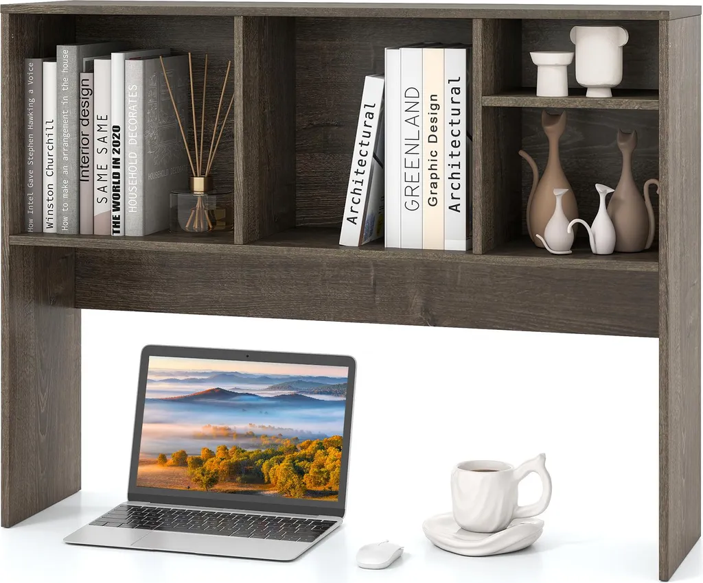 Étagère de bureau COSTWAY à 4 compartiments grise 94 x 25 x 73 cm