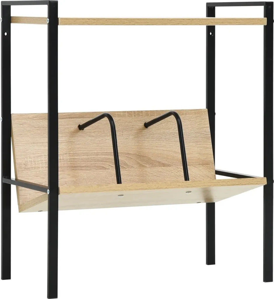 Petit meuble de rangement bibliothèque coloris chêne noir 52x28x59 cm