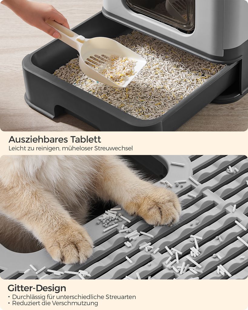 FEANDREA Katzenklo, mit Deckel, für Katzen bis 15kg, Produktbild 8