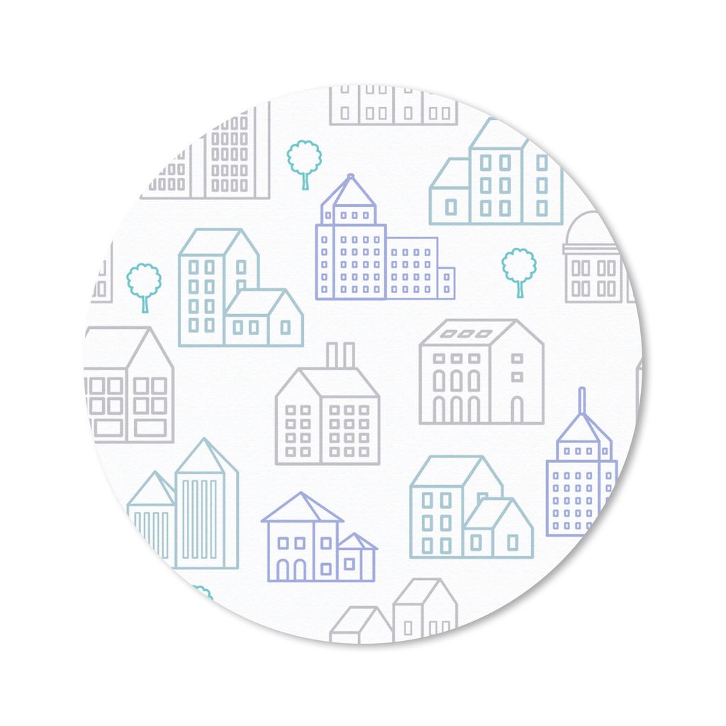 MuchoWow Mauspad Mousepad Skyline - Muster - Haus 20x20 cm - Mousepads - Maus Mat - Pad - Mausunterlage - Schreibtischmatte