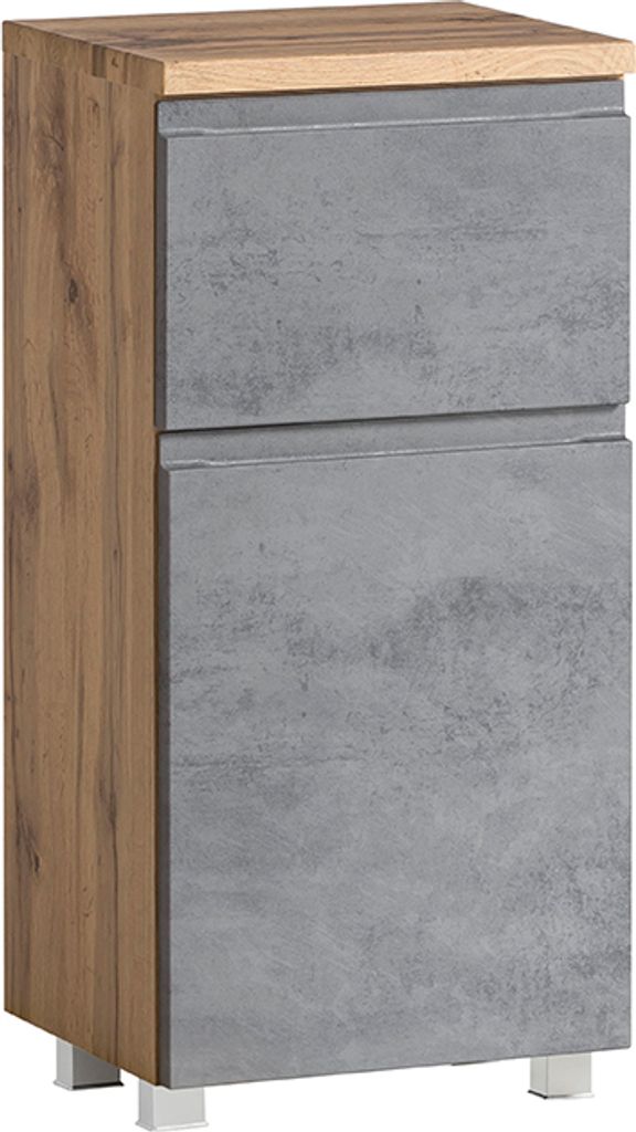 Badezimmer Unterschrank 40cm in Wotan Eiche Nb. mit Beton Optik VASTO-03-CONCRETE, B/H/T ca. 40/79/35 cm