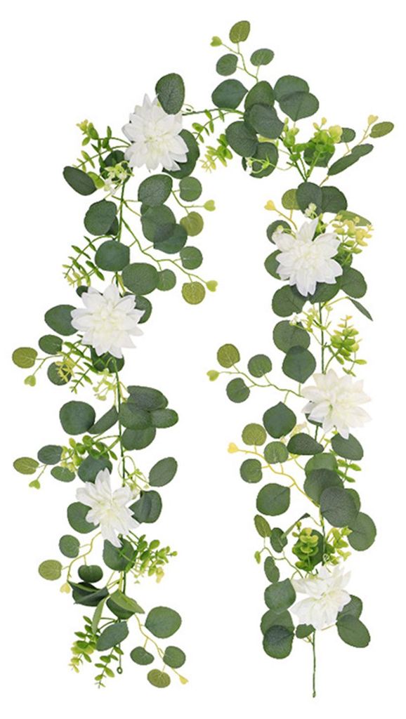 Künstliche Eukalyptusgirlande mit Blüten, künstliches Grün, Tischdekoration für Hochzeiten, Partys, Zeremonien, Hintergrund, Bogendekoration