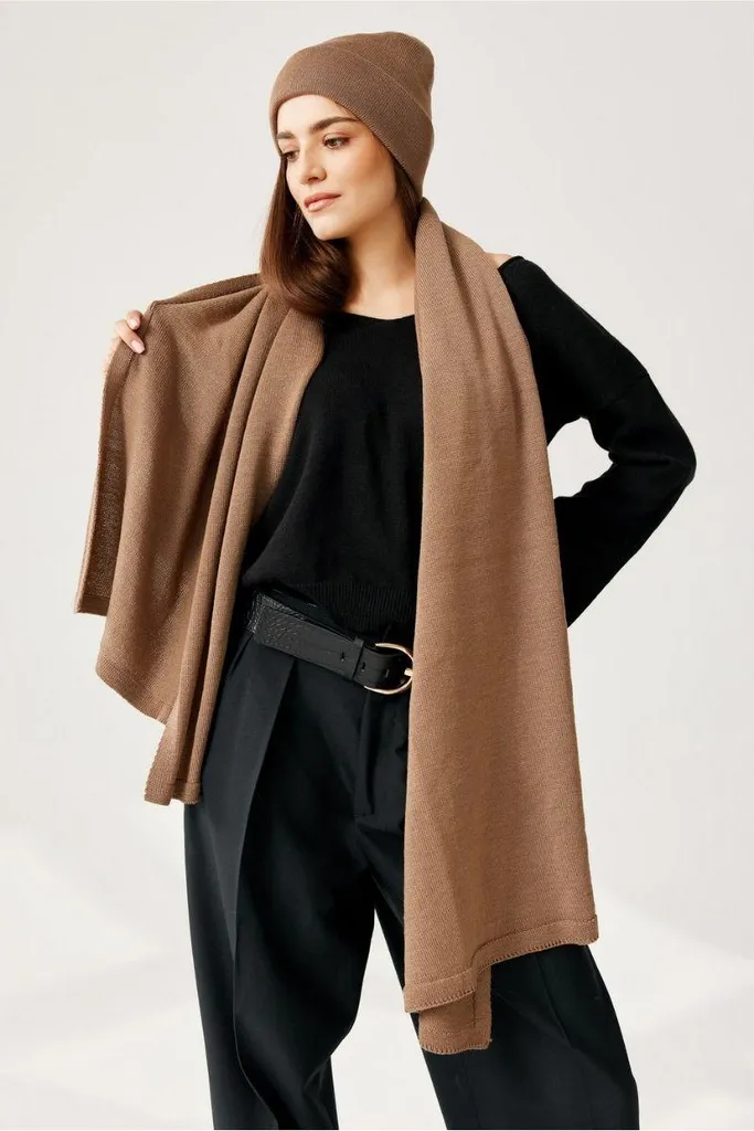 Sciarpa Penelope 100% Lana Camel - Protezione Freddo e Qualità Vera