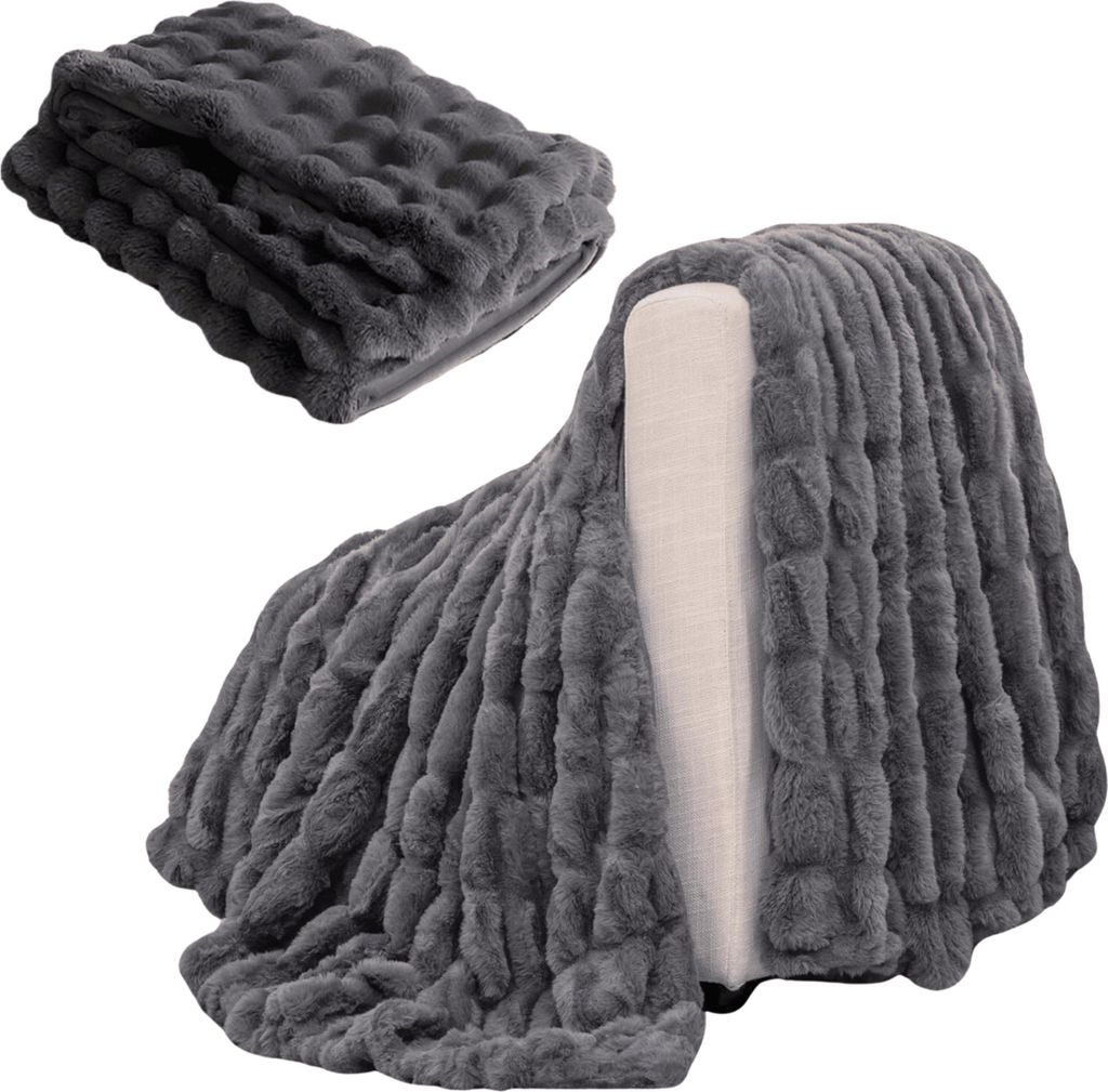 Cozyglam zachte pluizige beddeken grijs Productafbeelding 