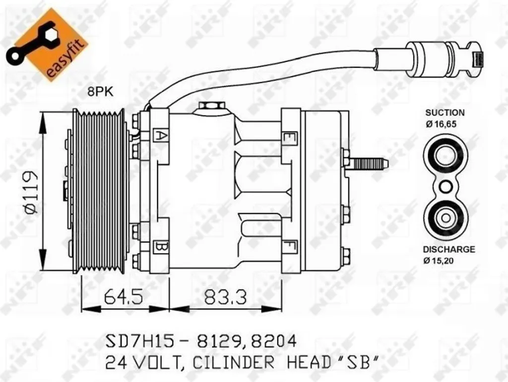 Compresseur de climatisation NRF 32751 OE 1387322 pour Giulietta et 207